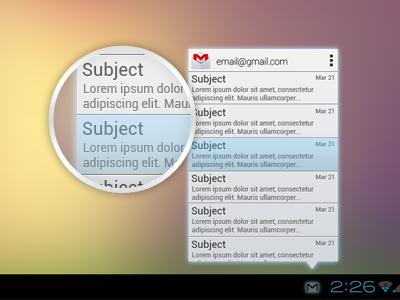 Android 4.0 Docked Widgets Concept android fresh gmail ics modern tablet ui ux