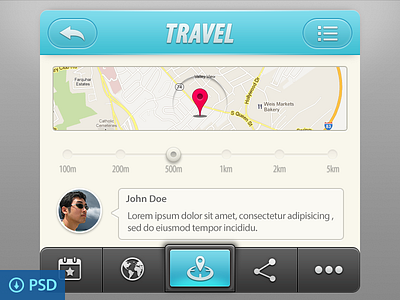 Travel App UI Elements - PSD Freebie
