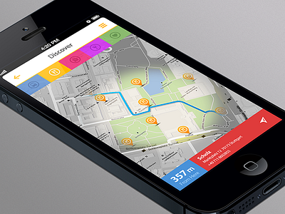 Travel App - Discover app discover filter ios map navi route travel ui