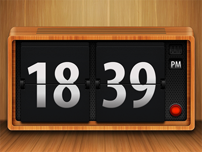 Flip Clock Wooden Style