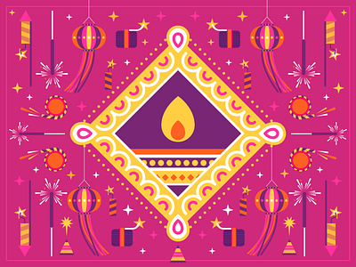 Diwali celebration diwali flatcolors illustration indian festival vector