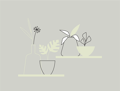 pots digital illustraion minimalistic vector