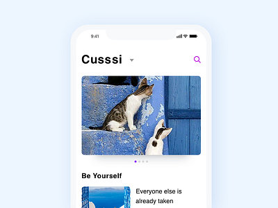 Be Yourself app blue card iphonex ui