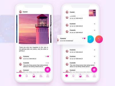 Pinkii app blue card iphonex ui