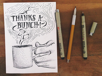 Thanks a Bunch! handlettering illustration pen and ink typography