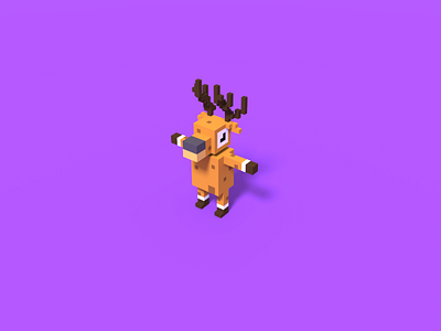 Simplistic Voxel Deer Character 3d bright character character design colourful cute deer dev dribbble game player simplistic voxel voxel art voxelart voxels