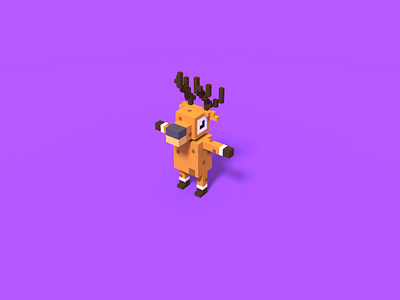 Simplistic Voxel Deer Character