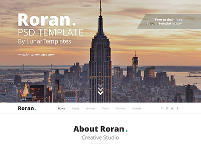 Roran, the free One Page PSD Website Template free freebie psd template website template