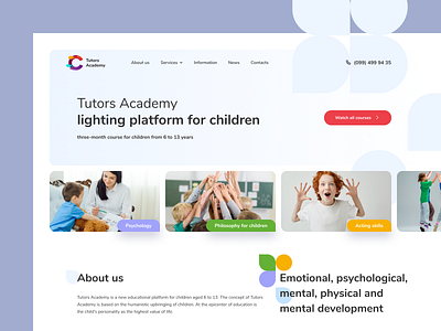 Tutors Academy clean design kids school tutors ui ux