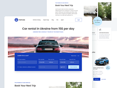 Portuss Car Rental car clean design minimal rental site ui uiux ux webdesign