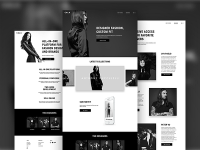 CALA website app black fashion homepage landing page photography type typography website white