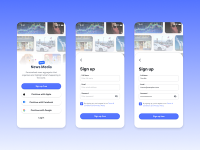 News app - Sign up modal