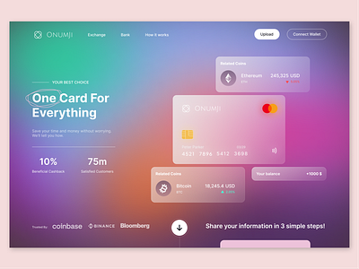 Onumji Landing Page Design dailyui glassmorphism gradient landingpage ui web