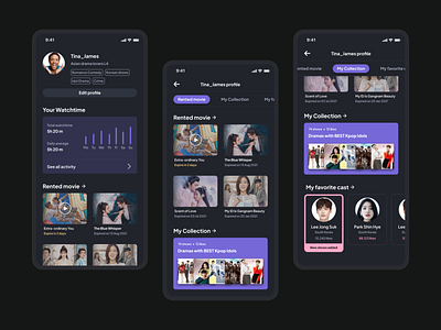 Streaming platform user profile page dailyui exploration mobile mobileui streamingapp ui userprofile viki