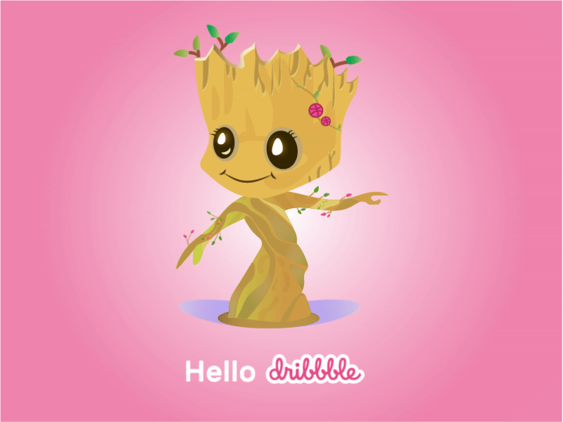 Dribble Lady Groot 2d ae after effects animation debut dribbble groot invite lady thankyou treegirl