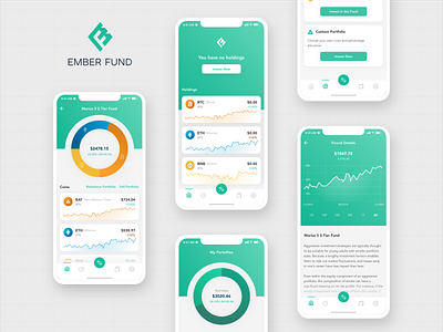 Ember Fund App Concept - light mode bitcoin bticoin wallet concept crypto currency crypto wallet cryptocurrency dark ui darkmode design exchange finance graphic icons interface iphone app sketch trading ui ux