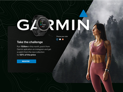 Landing Page branding challenge daily discount fit forest garmin fenix healty jogging landing page logo promo run running sketch sport ui ux watch women