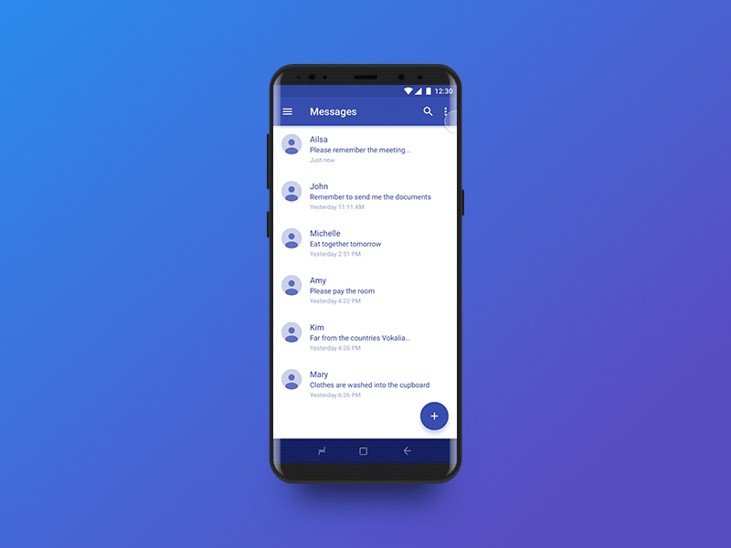 Android Chat app chat design material