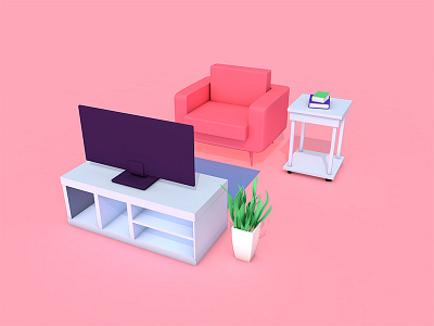 bedroom armchair bedroom c4d color plant secretary tv