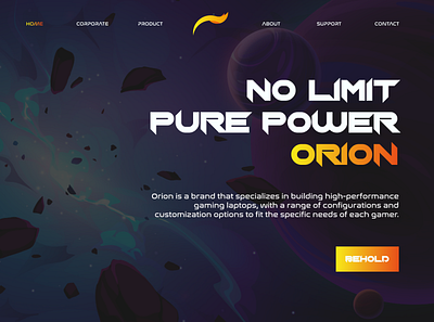 ORION - Concept Gaming Laptop & Gaming Brand Landing Page Design app branding design gaming graphic design illustration interface laptop logo ui ux vector