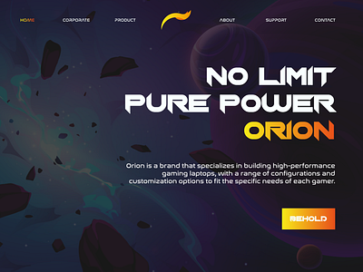 ORION - Concept Gaming Laptop & Gaming Brand Landing Page Design