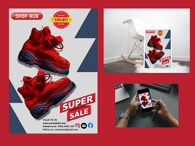 Poster Design Template For "Shoes Sale"... advertising branding business template design graphic design poster design shoes sale poster design