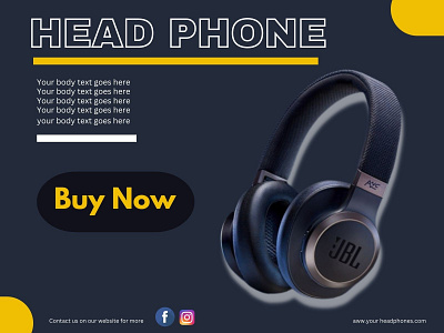 Poster Design : Head Phone Horizontal Banner Design advertising banner design branding business template design graphic design headphone banner design poster design