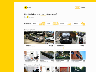 Bi'ilan Homepage/Landing Page Design ads auto market categories craigslist homepage landing listing marketplace real estate