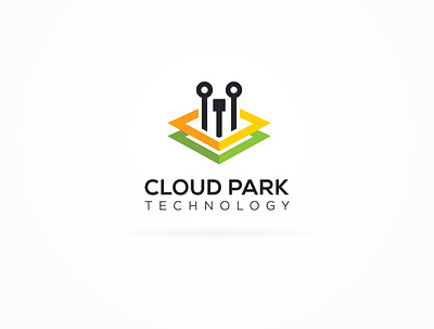 Cloud Park Tech Logo Concept brand branding design digital icon identity logo storage tech template vector
