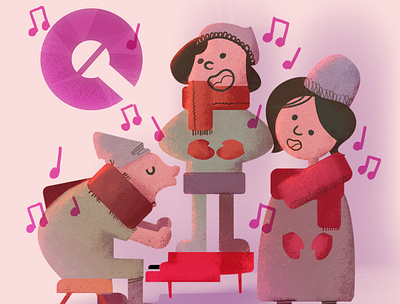Caroling Choir cartoon childrens illustration colorful fun graphic design illustration playful