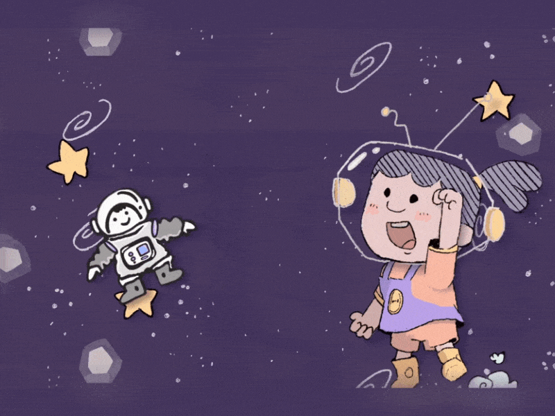 Emily in the stars calm cartoon children childrens illustration colorful design education fun illustration playful space stars