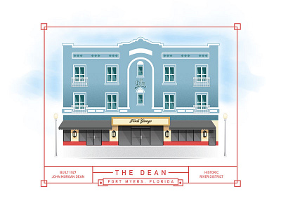 Dean Building - Building Series #1 architecture building florida fort myers history illustrator