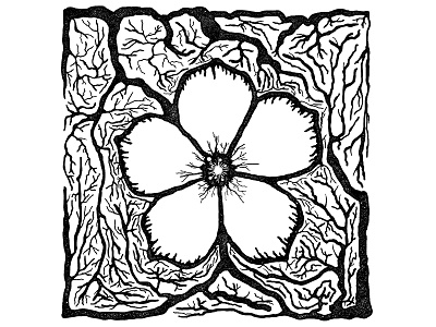 Hibiscus art black flower illustration pattern texture tile tree white