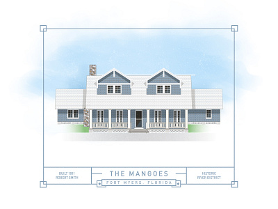 The Mangoes architecture design elevation florida house illustration texture type