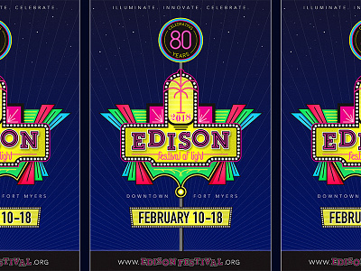 2018 Edison Festival of Light Poster design edison graphic illustration neon poster
