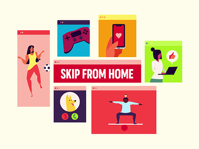 Skip From Home after affects animation branding design illustration motion movement vector