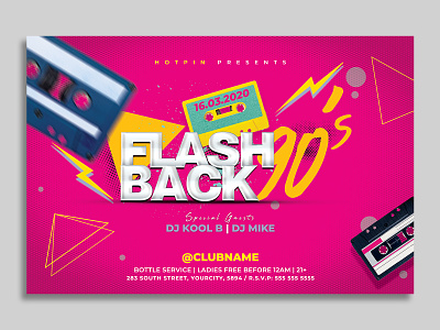 Retro 90s Flyer Template 90s flyer 90s party 90s party flyer club flyer disco flyer disco party event flyer template invitation party flyer print promotion psd template retro club retro event retro flyer retro party summer flyer