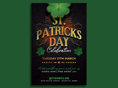 Saint Patricks Day Flyer Template club flyer event flyer template gold green irish lucky party party flyer print psd psd template pub saint paddys saint patricks shamrock st patrick