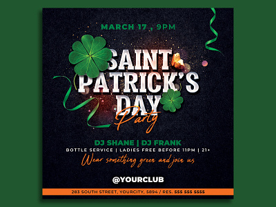 St Patricks Day Flyer Template club flyer event flyer template gold green irish lucky party party flyer print psd psd template pub saint paddys saint patricks shamrock st patrick