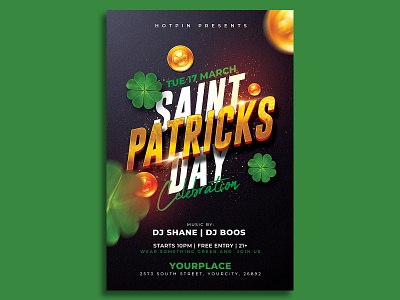 Saint Patricks Day Flyer Template club flyer event flyer template gold green invitation party flyer print psd psd template saint paddys saint patricks shamrock st patrick st patricks party template
