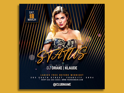 Night Club Party Flyer Template birthday bash birthday party classy classy flyer club flyer dj flyer dj flyer event dj party flyer elegant fashion flyer template girls night out glamour invitation ladies night luxury night club nightclub party flyer