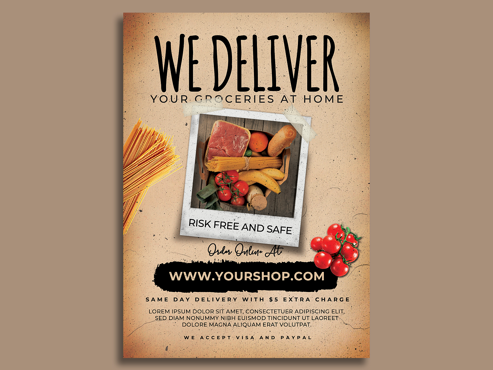 Supermarket Groceries Delivery Flyer Template by Hotpin on Dribbble Regarding Delivery Flyer Template