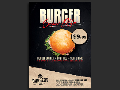 Fast Food Burger Promotion Flyer Template