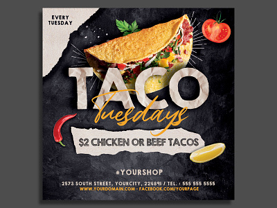 Taco Tuesday Flyer Template food flyer food menu instagram menu mexican mexican flyer mexico muertos promotion promotional psd restaurant restaurant flyer taco taco tuesdays tacos template