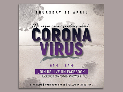 Corona Virus Live Event Flyer Banner Template corona corona flyer corona virus coronavirus covid 19 flyer covid 19 virus epidemic facebook facebook event hotpin infection information live event medical n cov novel corona outbreak quarantine