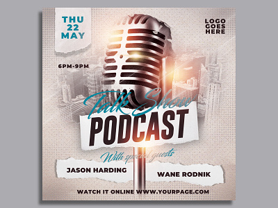 Podcast Talk Show Flyer Template comedian comedy show design event flyer flyer instagram instagram flyer invitation live event online podcast print promotion radio show social media stand up comedy talk show template