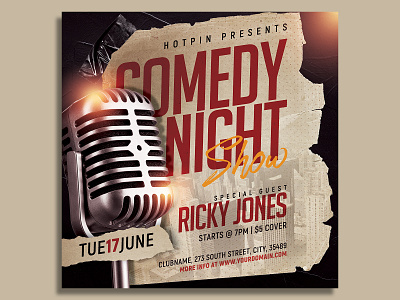 Stand Up Comedy Flyer Template comedian comedy comedy club comedy flyer comedy night comedy show flyer template instagram flyer instagram post instagram template invitation open mic podcast show square flyer stand up comedy template