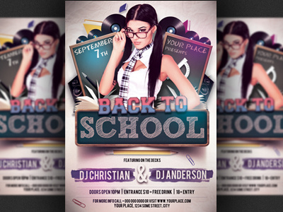 back to school party flyer template by hotpin dribbble dribbble