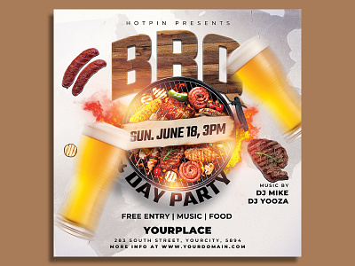 Barbecue Bbq Flyer Template barbecue flyer bbq bbq flyer beach party club cookout design event flyer flyer template food fourth of july green grill grill party holiday party invitation photoshop pool
