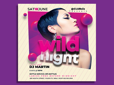 Night Club Party Flyer Template birthday party celebration fashion girl girls night out glamour invitation ladies ladies night luxury night club nightclub nonstop party party flyer sexy weekend event